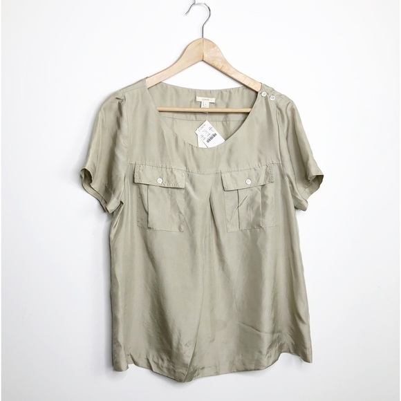 J Crew tan silk blouse - Picture 9 of 9